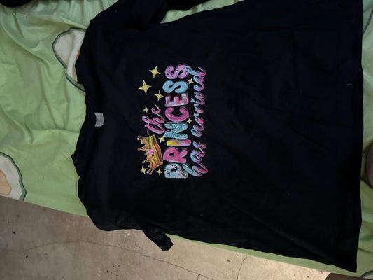 Girls "The Princess Has Arrived" Glitter Tee - Size 16 Birthday Shirt