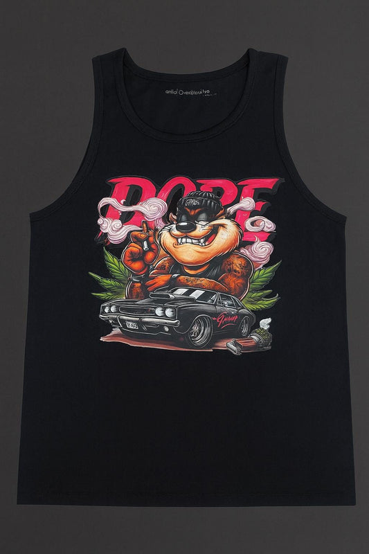Men Graphic Tank Tops | Funny Weed Cartoon Tank | Dope Muscle Car Streetwear | Sizes XL and XS