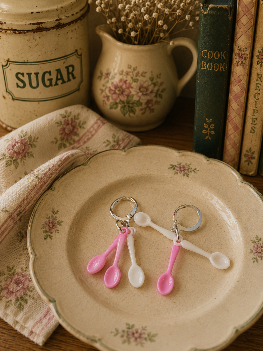 Tiny spoon dangle hoops
