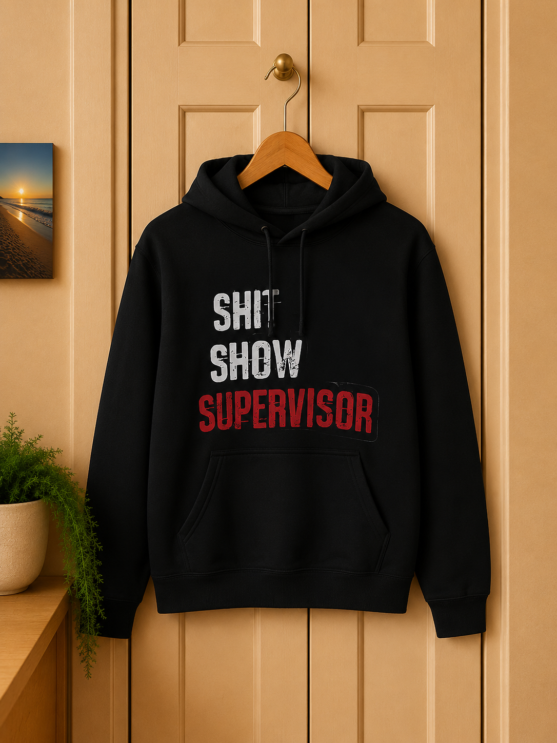 Funny Hoodie | “Sh*t Show Supervisor” Men’s Small Hoodie | Sarcastic Graphic Hoodie | Gag Gift for Friends | Unisex Black Pullover