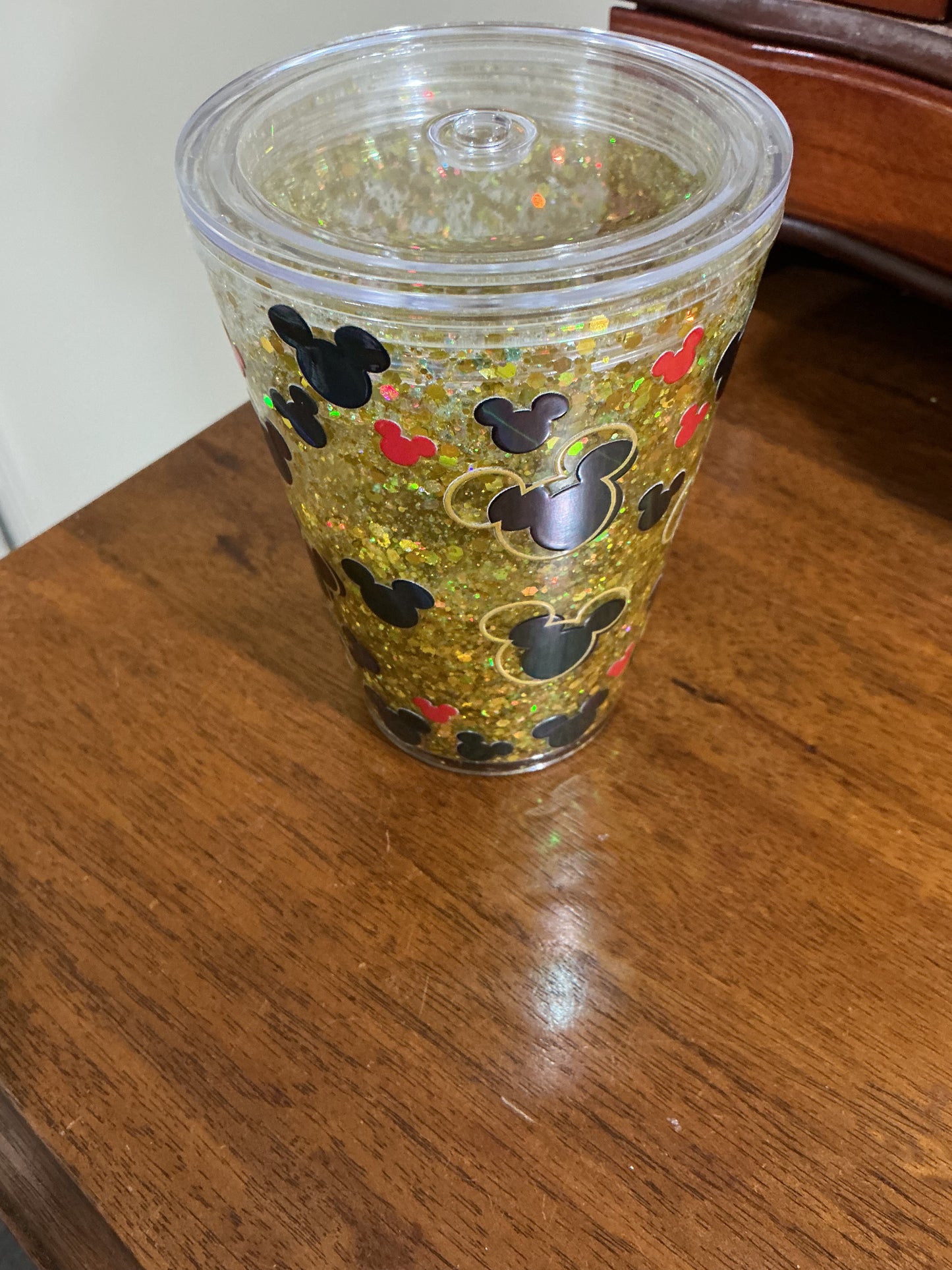 Acrylic Mickey Mouse Snow Globe Tumbler 12 Oz