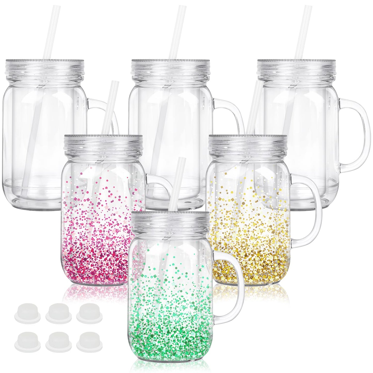 16 Oz acrylic mason jar tumbler snow globe