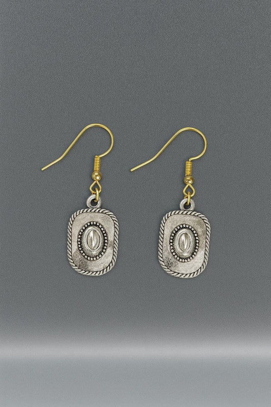 Silver Tone Concho Earrings: Rustic Western Dangle Jewelry