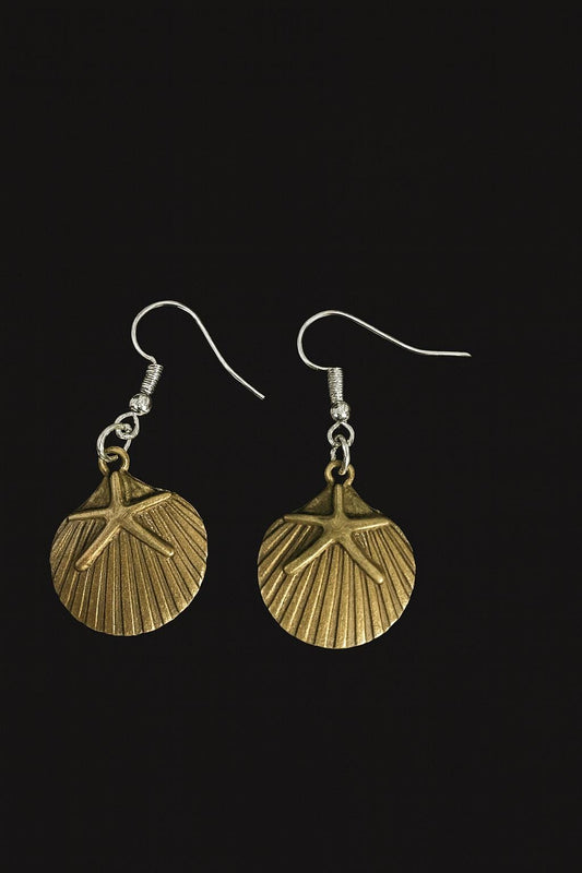 Seaside Shell Dangle Earrings | Gold & Bronze Ocean-Inspired Jewelry | Beach Boho Gift