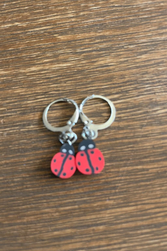 Handmade Ladybug Hoop Earrings – Whimsical Bug Jewelry