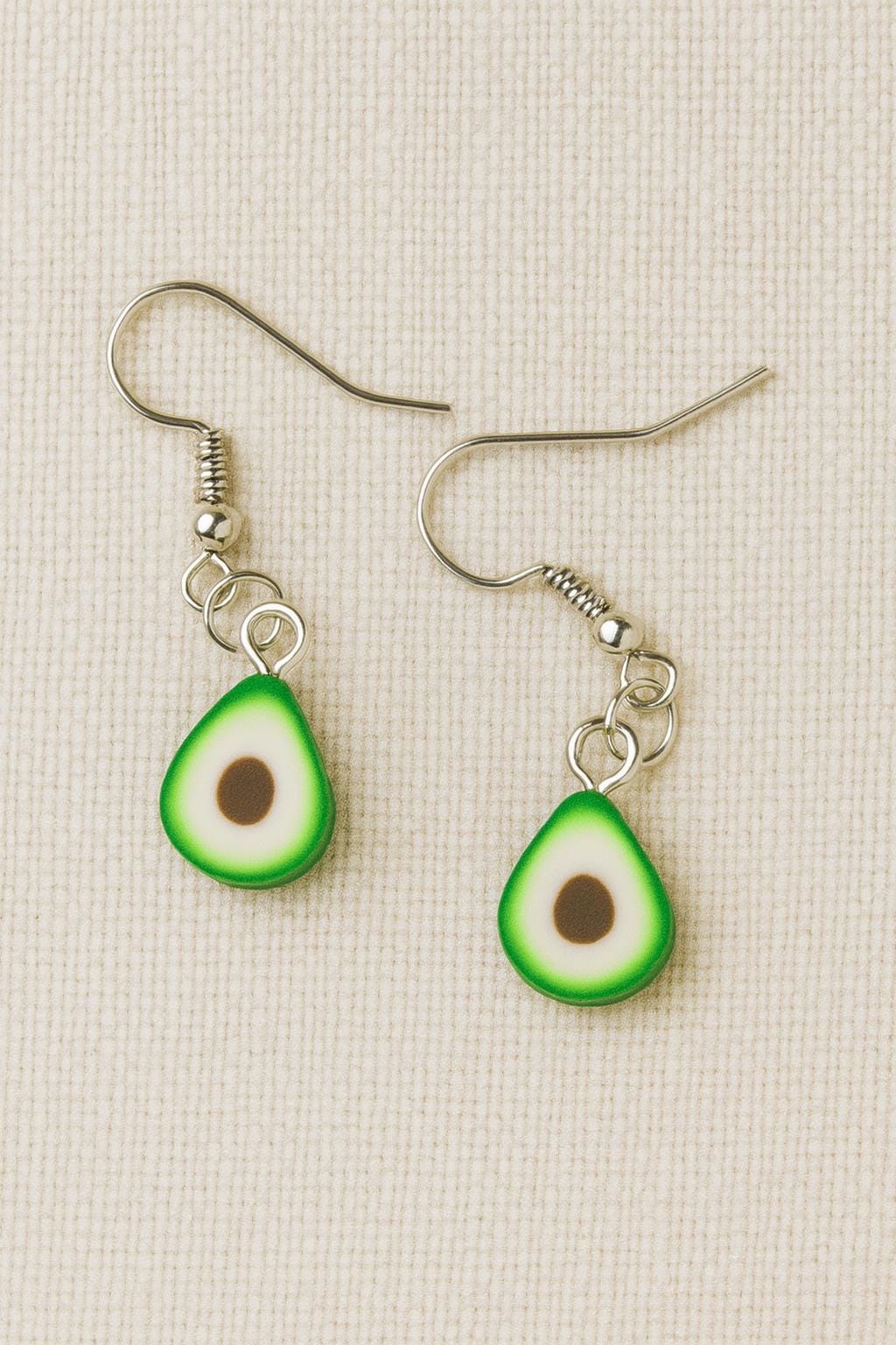 Handmade Avocado Slice Earrings: Fun Quirky Dangle Jewellery