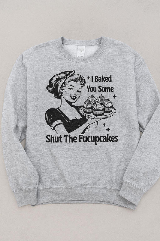 Funny Grey Jumpers | “Glorious Disaster” “Shut the Fucupcakes” Crewnecks | Unisex Humour Sweaters | Sassy & Sarcastic Gifts
