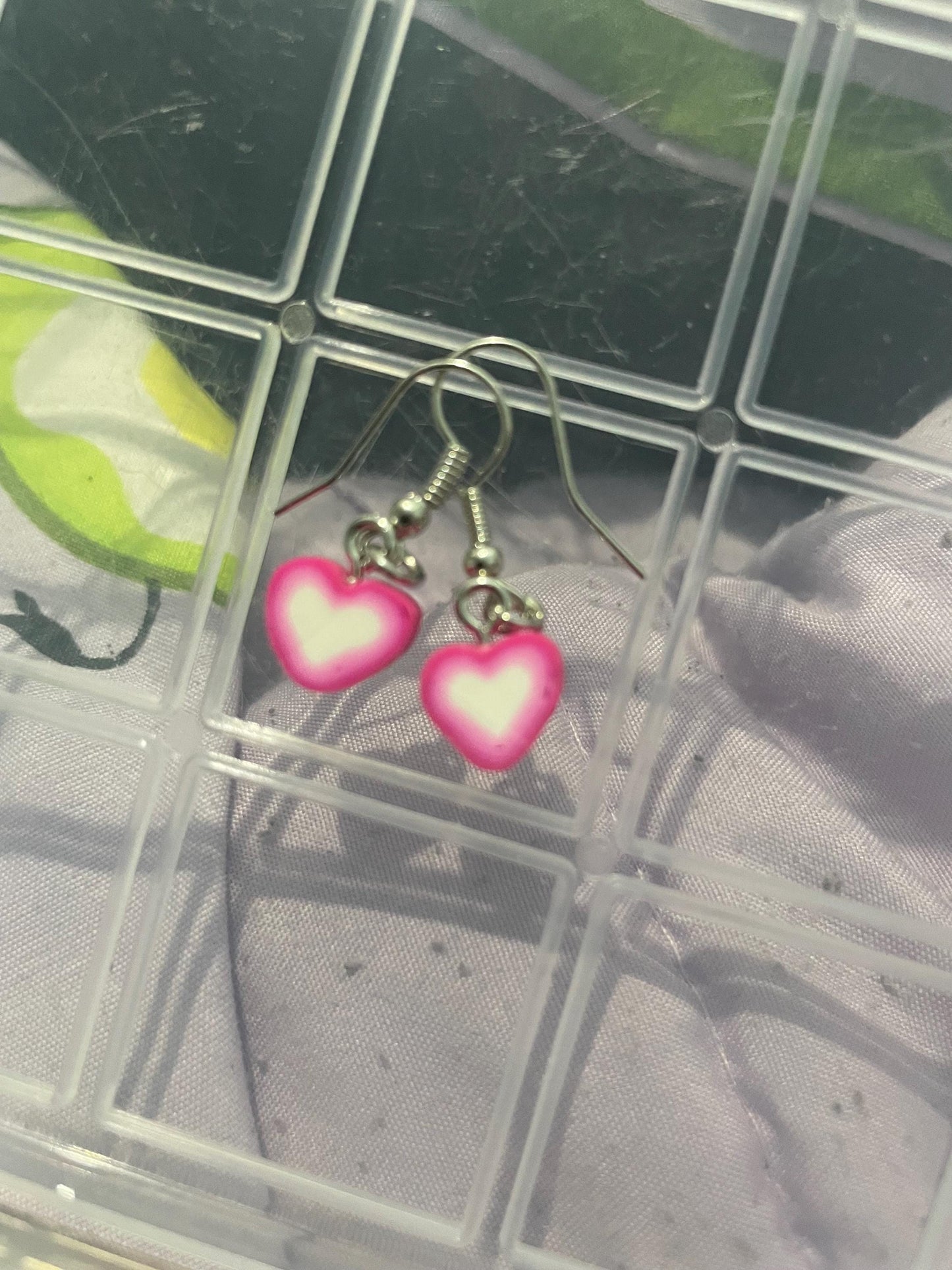 Pink Heart Dangle Earrings – Handmade Lightweight Earrings