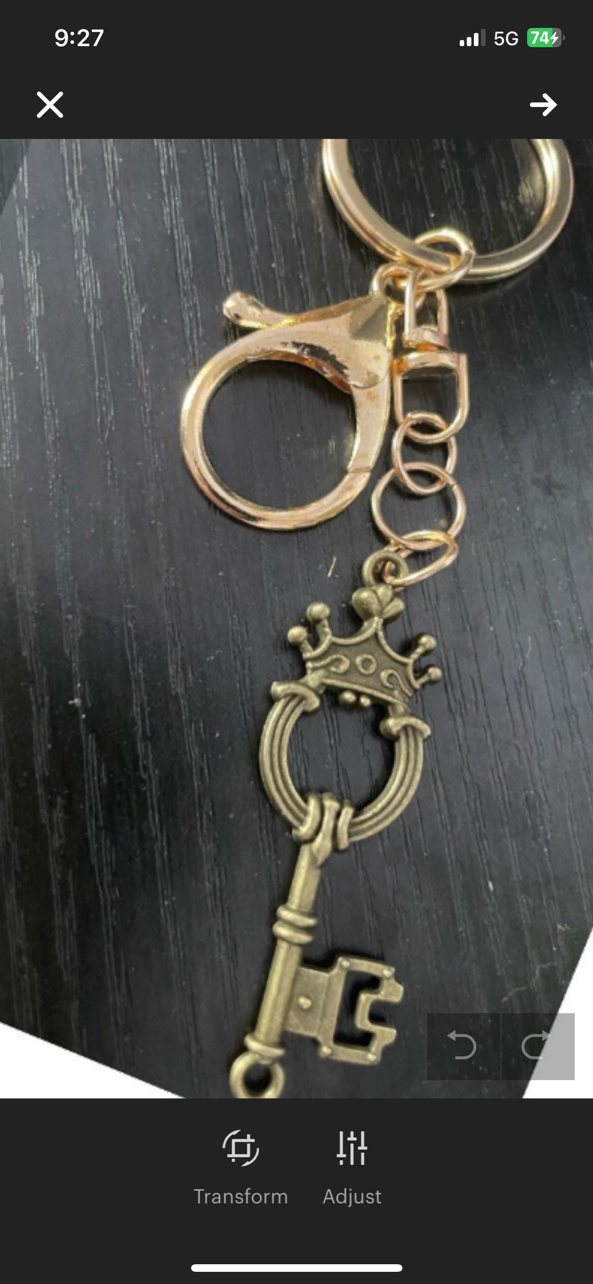 Handmade Key Keychain – Bronze Crown Key Charm