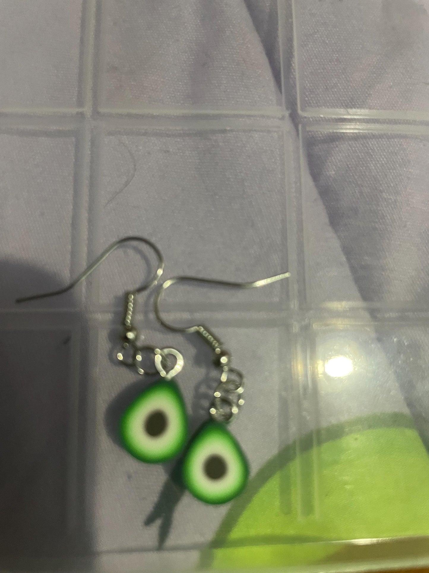 Handmade Avocado Slice Earrings: Fun Quirky Dangle Jewellery
