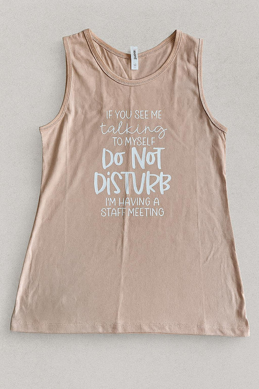 Funny Women's Tank Top: "Staff Meeting" Sarcastic Work Gift (Size 12 AU)