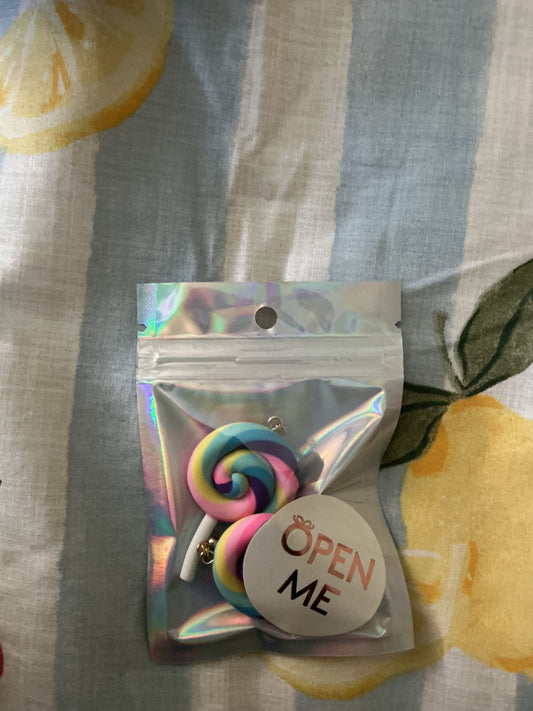 🍭 Swirl Lollipop Earrings – Sweet Candy Dangle