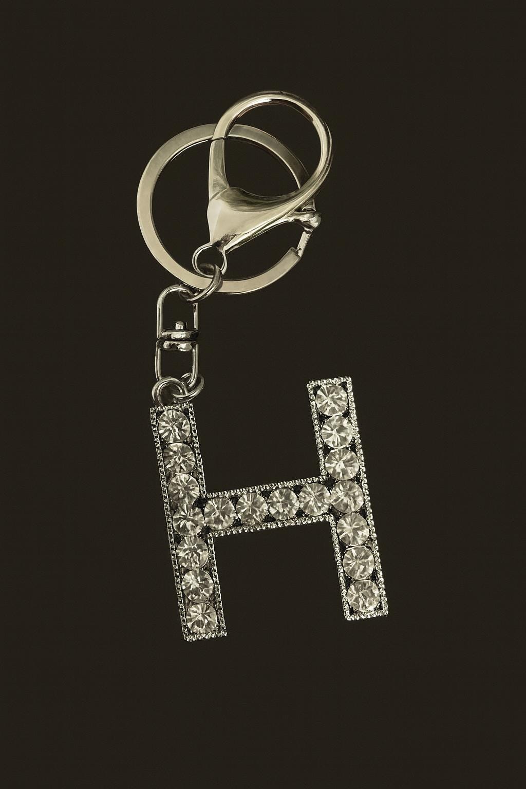 Rhinestone Letter H Keychain – Sparkly Crystal Initial Bag Charm