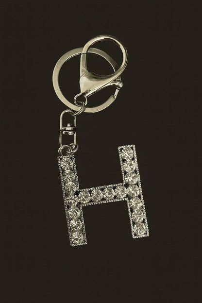 Rhinestone Letter H Keychain – Sparkly Crystal Initial Bag Charm