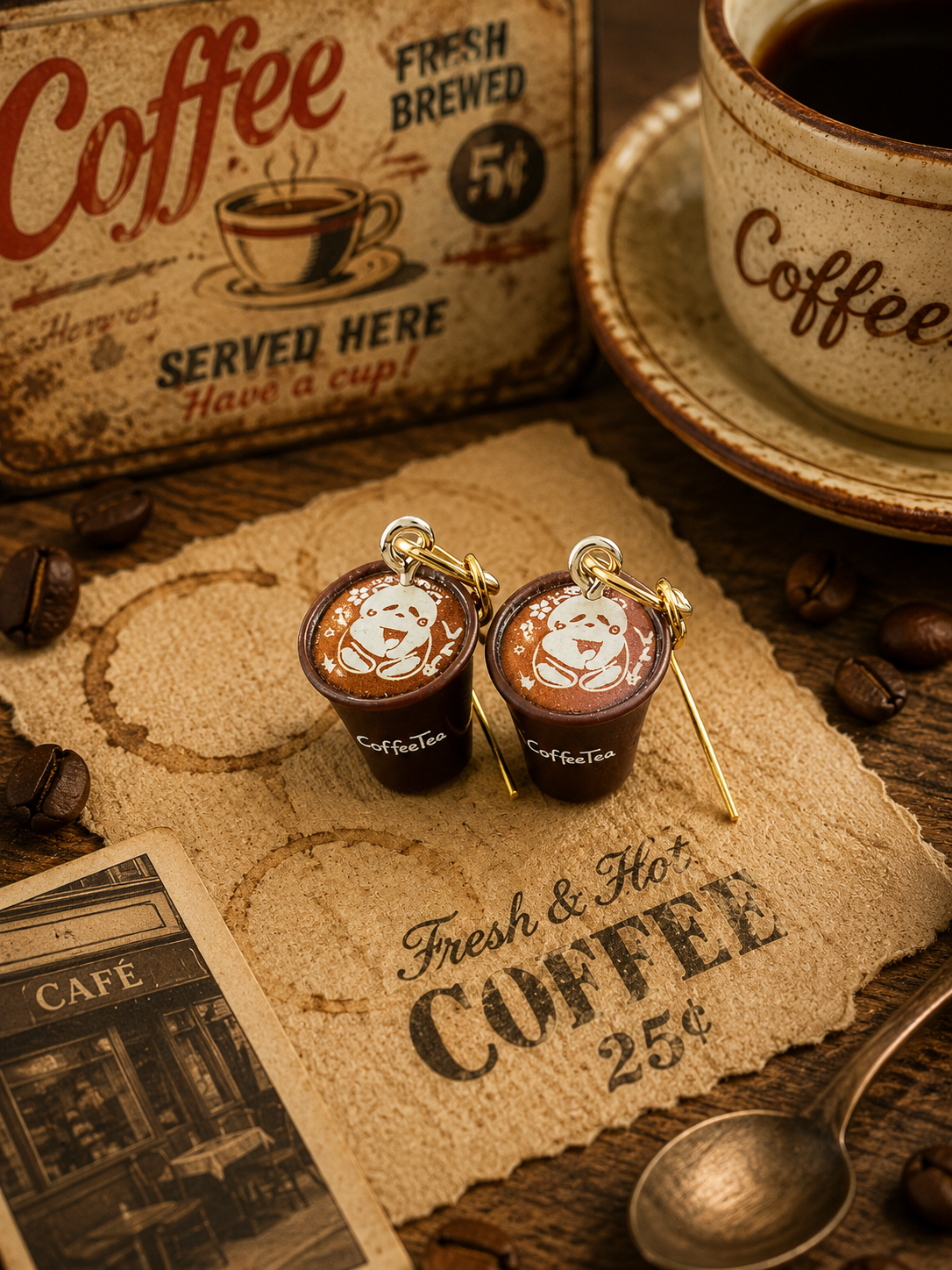Coffee earrings