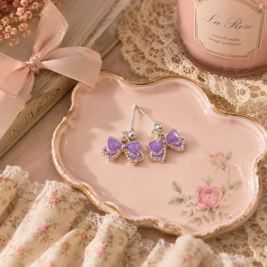 Purple Bow Studs
