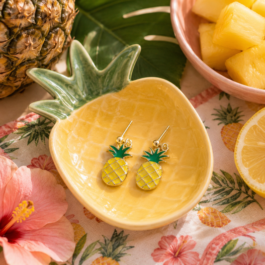 Handmade Pineapple Earrings: Tropical Fruit Dangle Jewelry