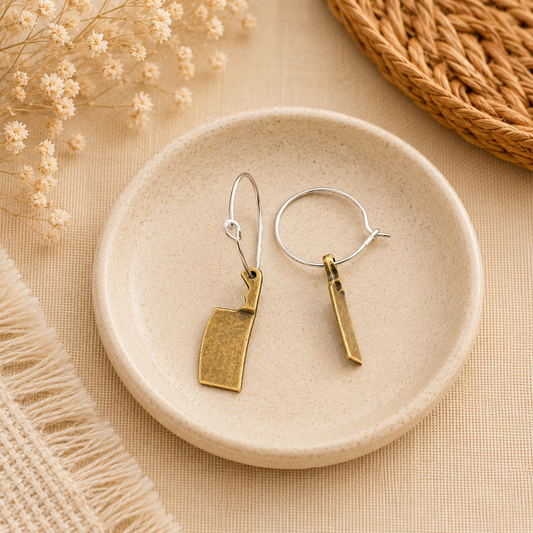 Bronze Meat Cleaver Hoops