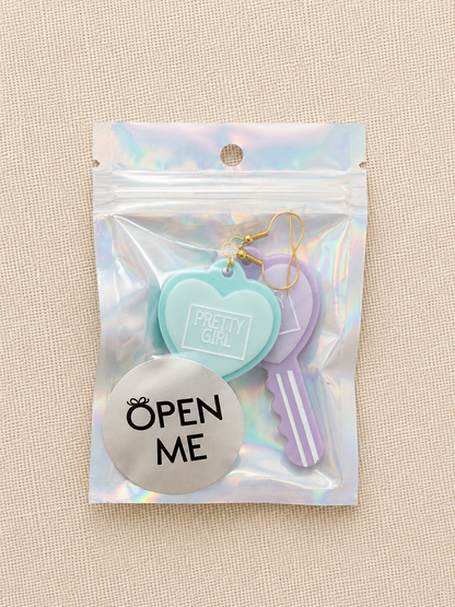 💚 Pretty Girl Heart Key Earrings ❤️