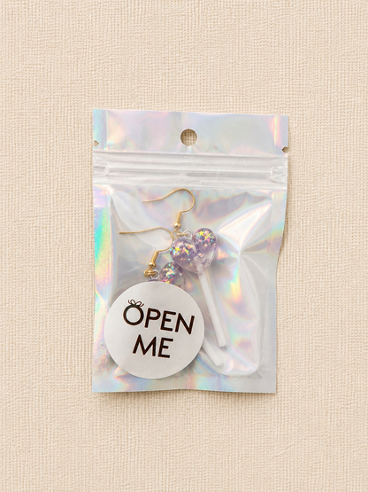 Heart Lollipop Earrings – Glitter Charm