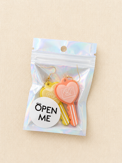 💚 Pretty Girl Heart Key Earrings ❤️