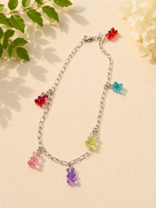 Mini Gummy Bear Necklace: Gummy Bear Colourful  Pendant Jewelry