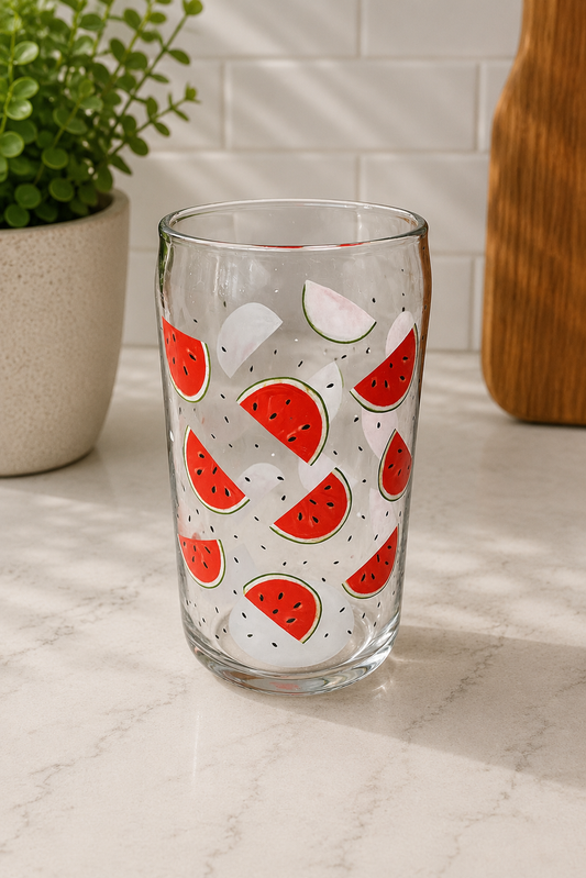 Lemon & Watermelon Glass Can Cup: Summer Fruit Drinkware