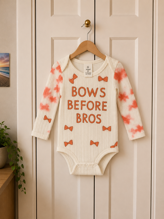 Kids "Bows Before Bros" Long Sleeve Shirt - Adorable and Empowering Toddler Tee