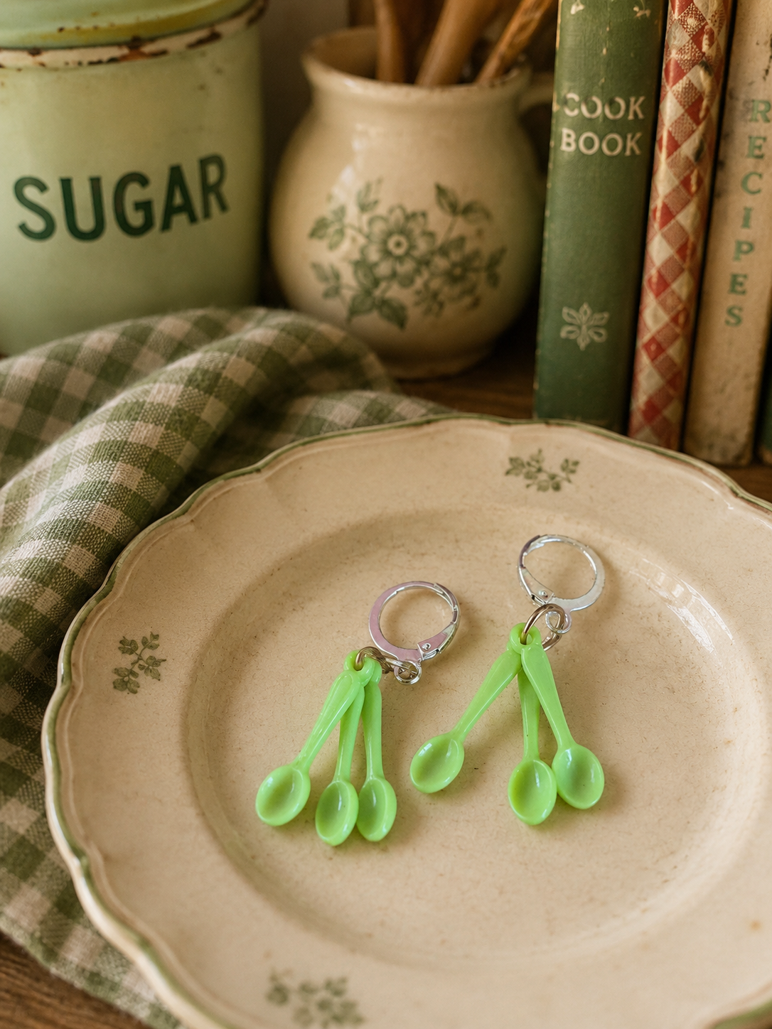 Tiny spoon dangle hoops