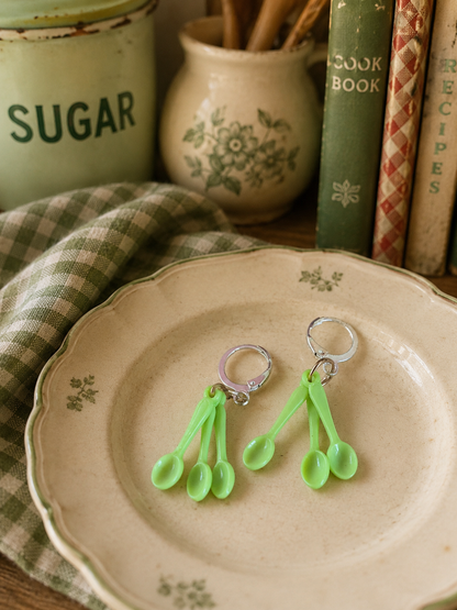Tiny spoon dangle hoops