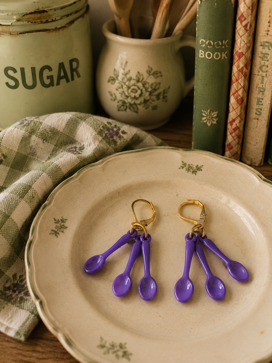 Tiny spoon dangle hoops