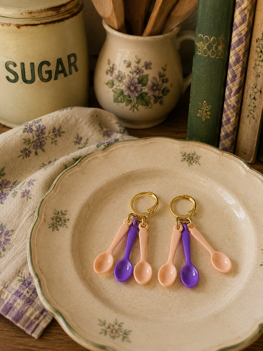 Tiny spoon dangle hoops