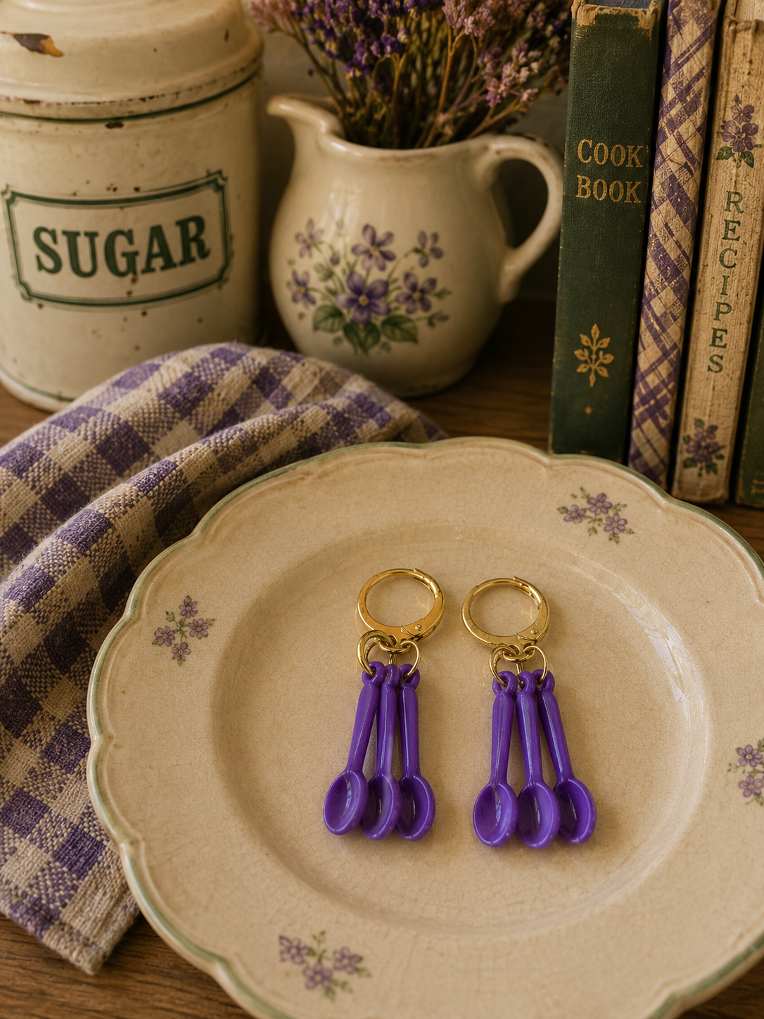 Tiny spoon dangle hoops