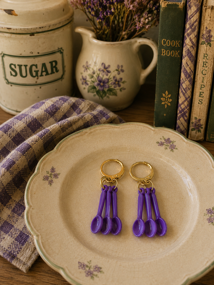 Tiny spoon dangle hoops