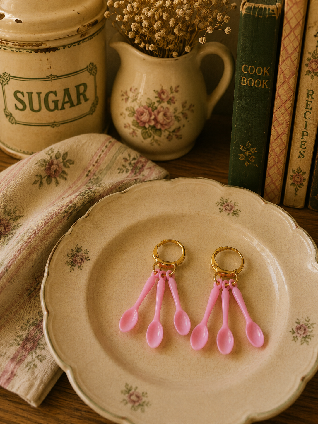 Tiny spoon dangle hoops