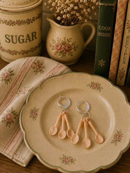 Tiny spoon dangle hoops