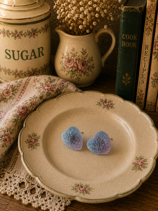 Frosted glass look heart studs