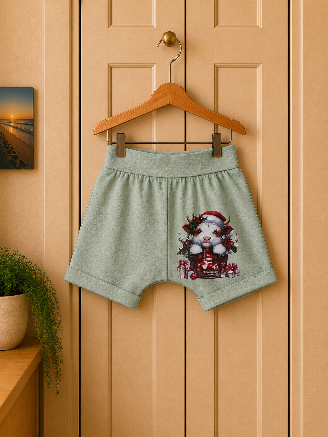 Highland Cow or Dino Truck Baby Shorts: Soft Cotton Unisex Summerwear