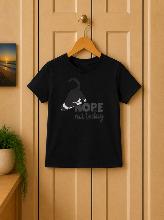 Funny Lazy Cat T-Shirt: NOPE Not Today - Comfy Cotton Kids Tee