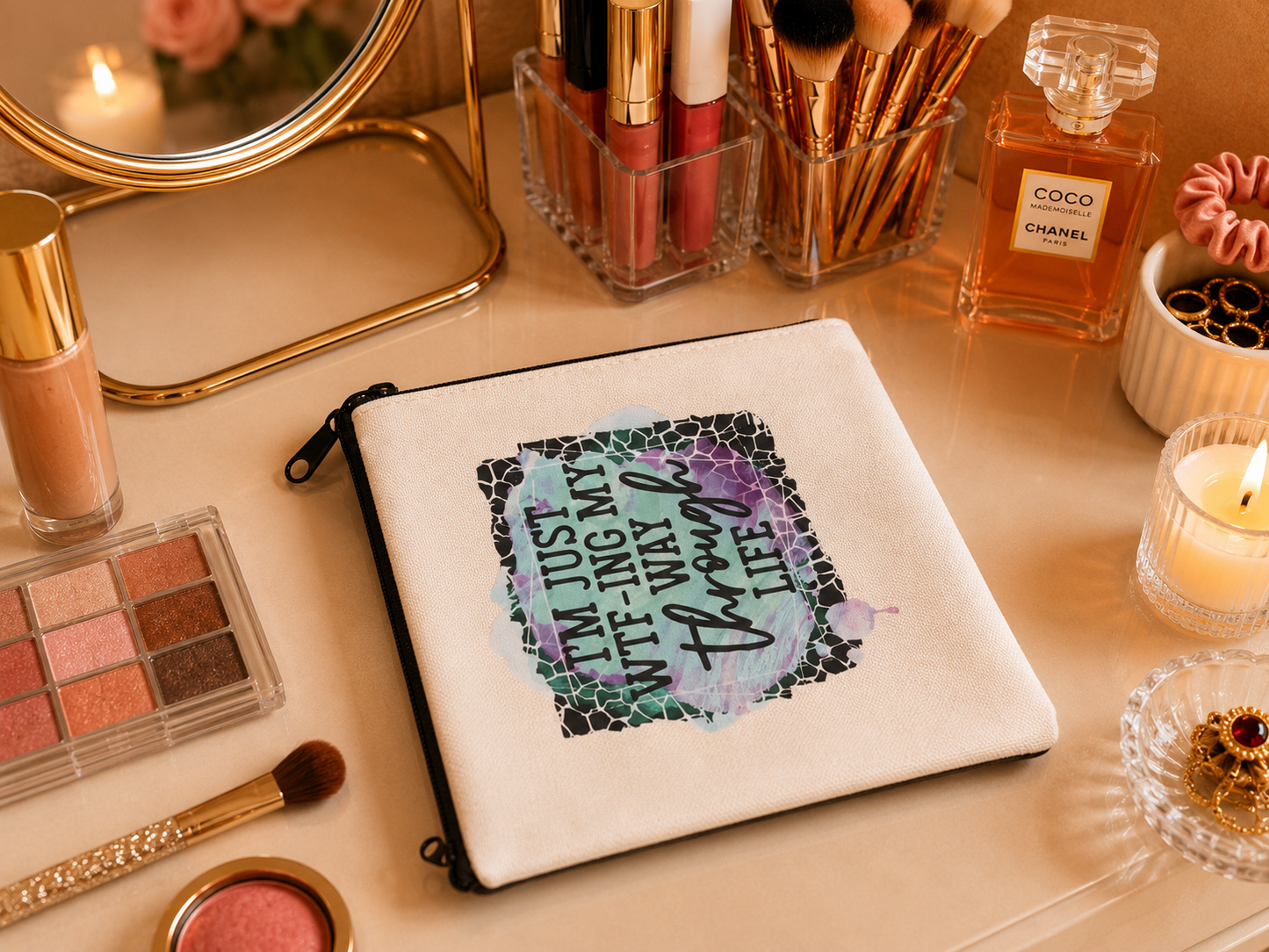 Canvas Zipper Pouch: Makeup Bag, Pencil Case, Small Travel Bag