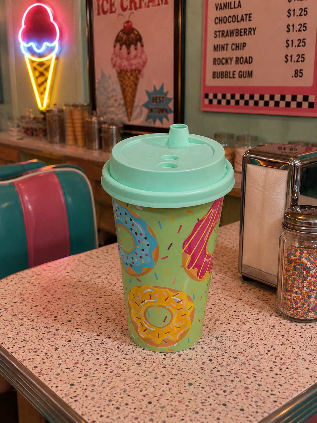 Ice Cream Sprinkles & Donut Print Tumbler