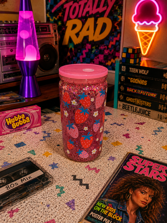 Strawberry snow globe acrylic tumbler