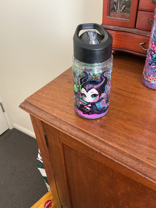 Maleficent 10 Oz Kids Snow Globe Drink Bottle