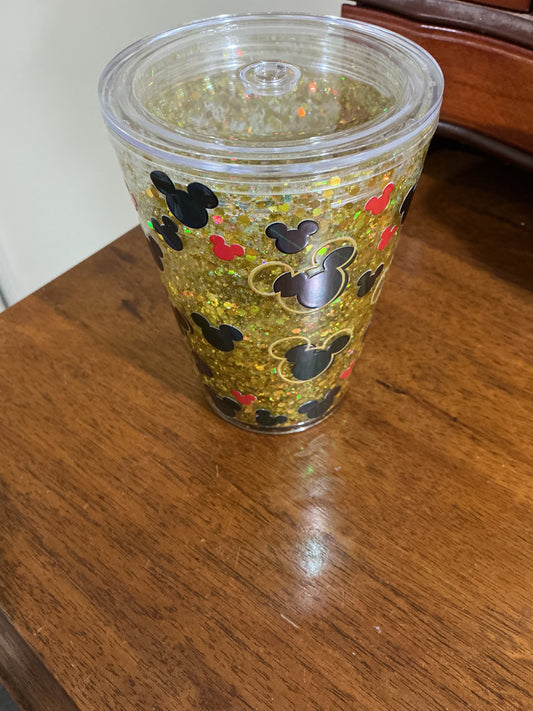 Acrylic Mickey Mouse Snow Globe Tumbler 12 Oz