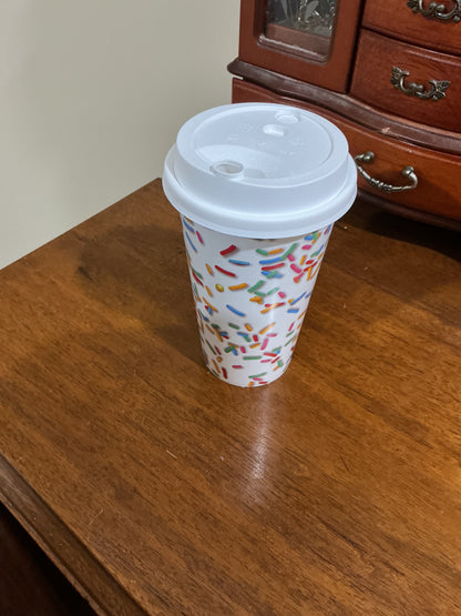 Ice Cream Sprinkles & Donut Print Tumbler