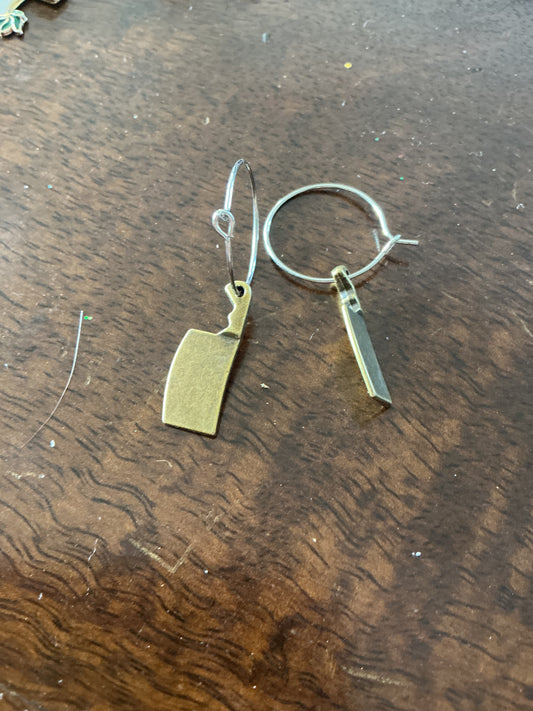 Bronze Meat Cleaver Hoops