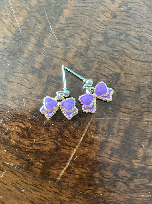 Purple Bow Studs
