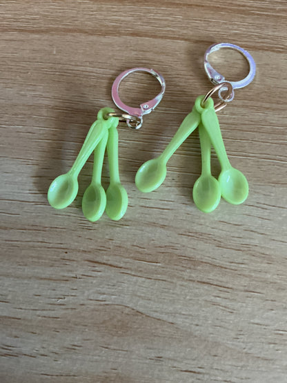 Tiny spoon dangle hoops