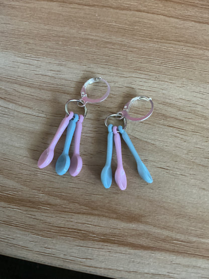 Tiny spoon dangle hoops