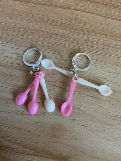 Tiny spoon dangle hoops